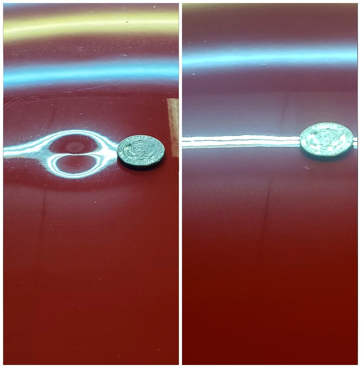 Before and After Quarter Size Dent Repair